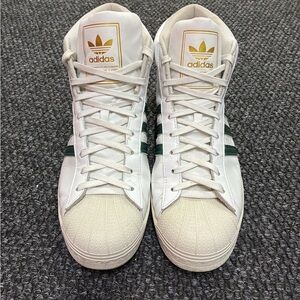 Adidas White Sneakers with Gray Laces